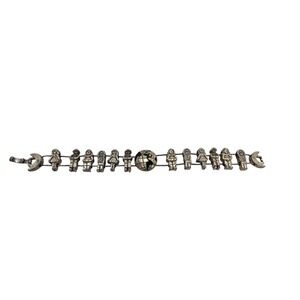 Children Of The World Link Bracelet Women 7.5 Silver It's A Small World Folk Art